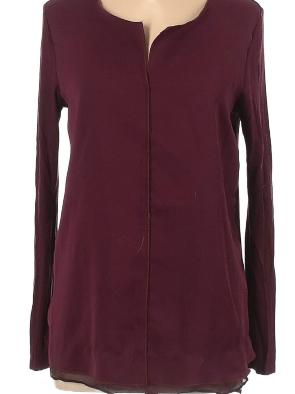 Lola & Sophie Burgundy Slit neckline Size L Long sleeve Blouse